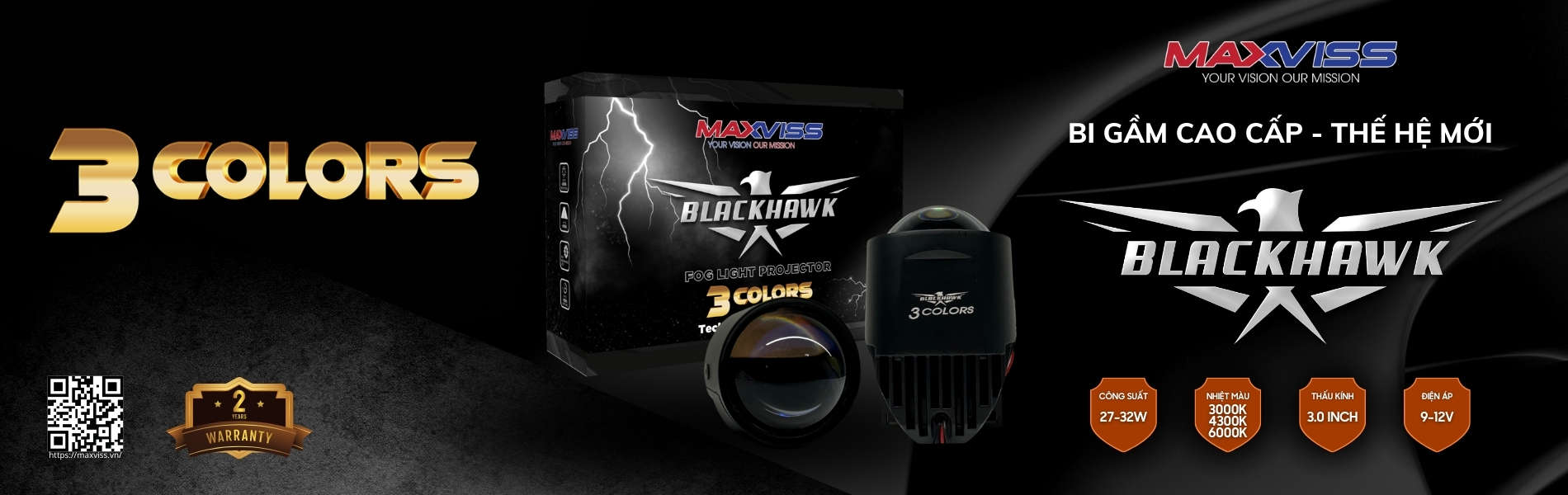 BI GẦM LED MAXVISS F9 BLACKHAWK 3 CHẾ ĐỘ
